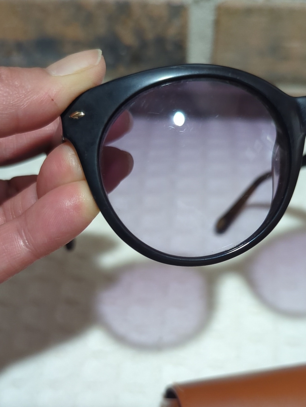 Fossil Women's Round Cat-Eye Sunglasses – Black Frame & Purple Gradient Lenses - Picture 16 of 17